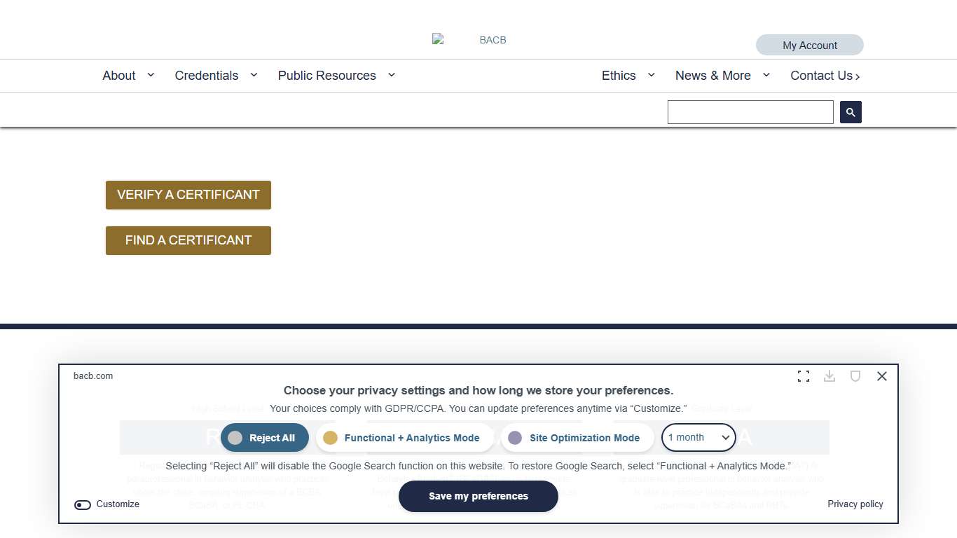 BACB - Behavior Analyst Certification Board